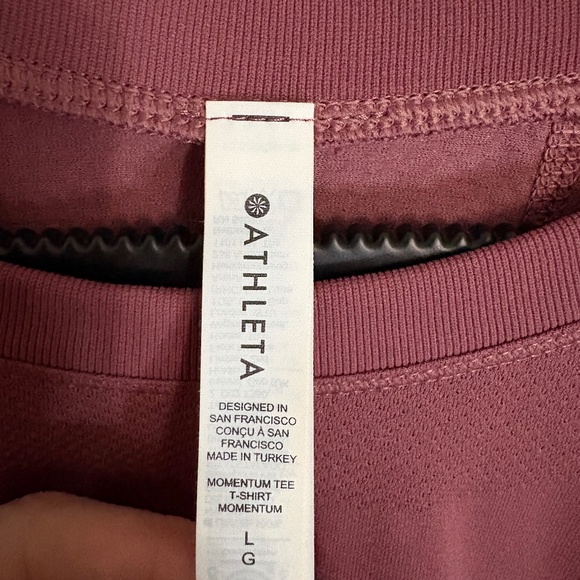 Athletica Women’s SZ L Momentum Tee Shirt Seamless Fitted Dusty Rose - Picture 3 of 6